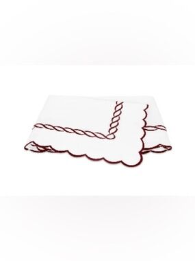 MATOUK CLASSIC CHAIN SCALLOP FLAT SHEET FULL / QUEEN - RED Egyptian Cotton